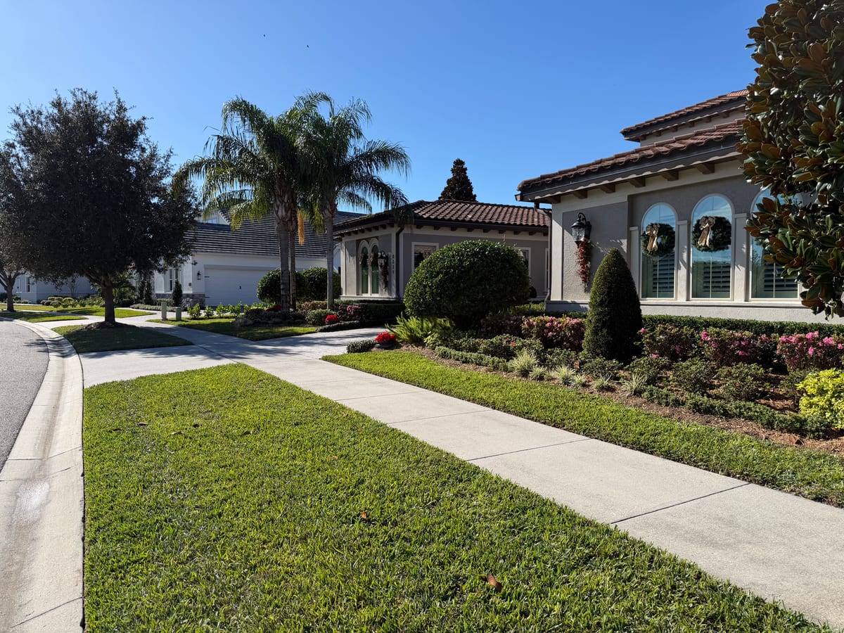 Mediterranean-style residence with seasonal curb appeal